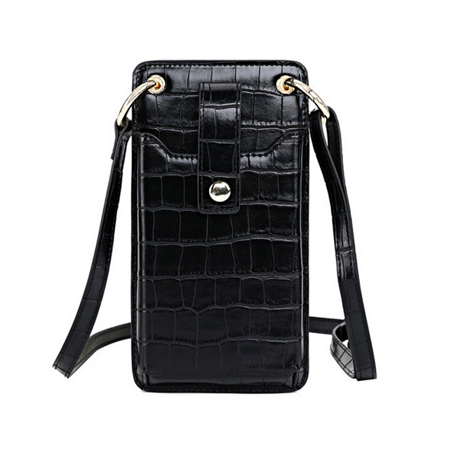 Black stone pattern leather mobile phone bag