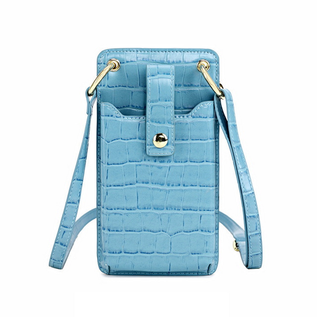 Blue stone pattern leather mobile phone bag