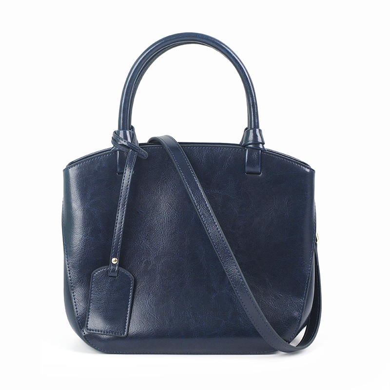 Cossni Daily Tote Dark Blue Oil Wax Leather Shoulder Bags