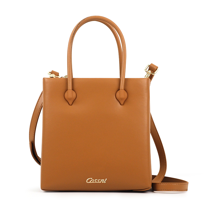 Cossni Orange Nappa Leather Top Handle Bucket Bag