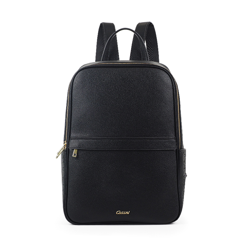 Cossni Lychee Pattern Leather Travel Laptop Backpack For Men