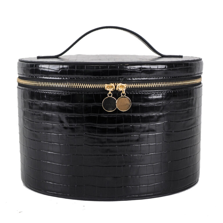 Croc-Embossed Large Vanity Makeup Bag