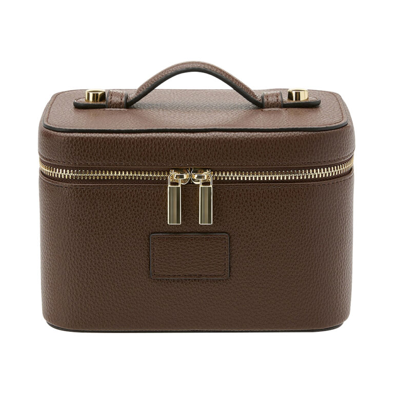 Luxury Structured Textured Leather Makeup Case
