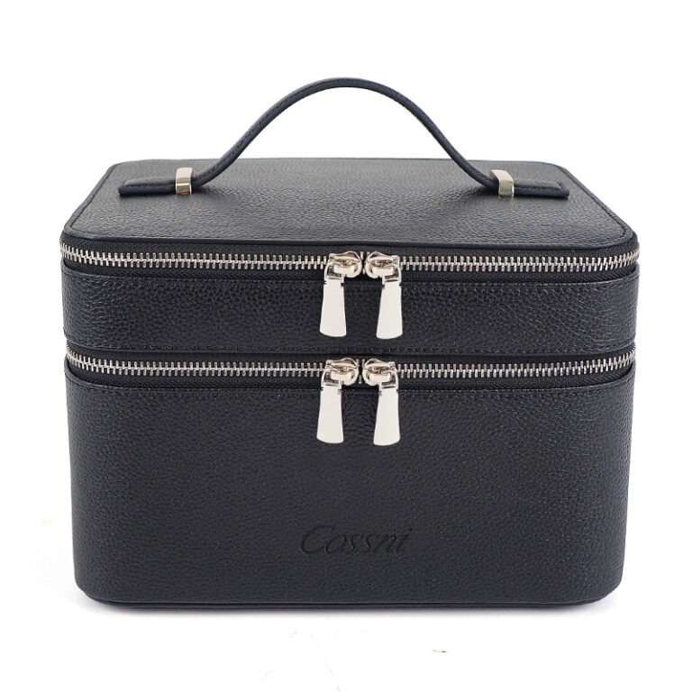 Premium Dual-Layer Leather Cosmetic Bag