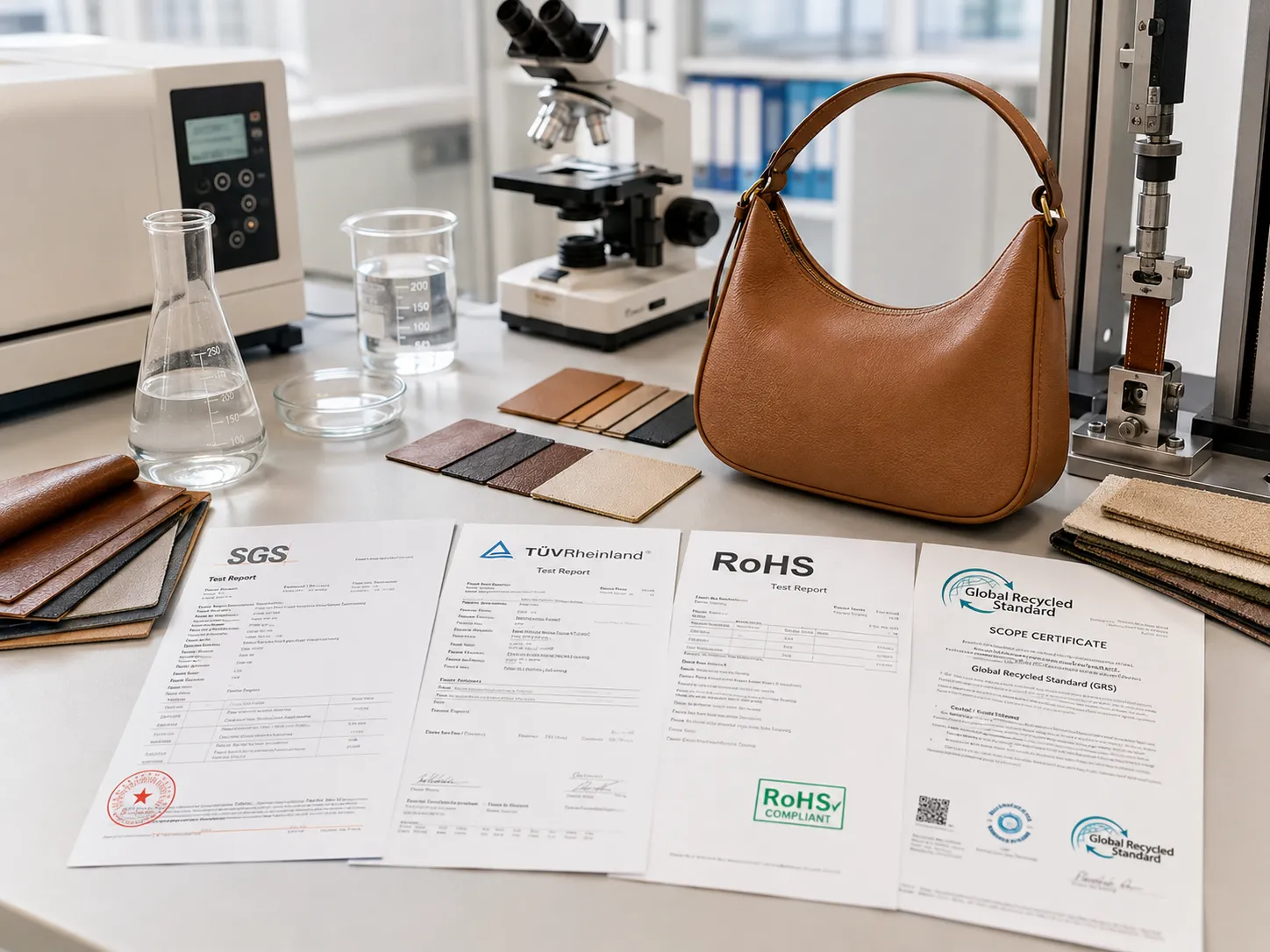Close-up of eco-friendly material details or physical certification documents